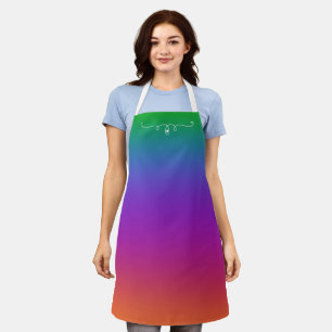 Dark Rainbow Colours Heart Swirl Apron