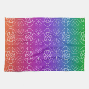 Dark Rainbow Colours Swirls All Over Kitchen Towel