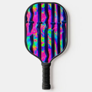 Dark Rainbow Glitch Bars Pickleball Paddle