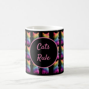 Dark Rainbow Glitter Cat Pattern Custom Design Coffee Mug