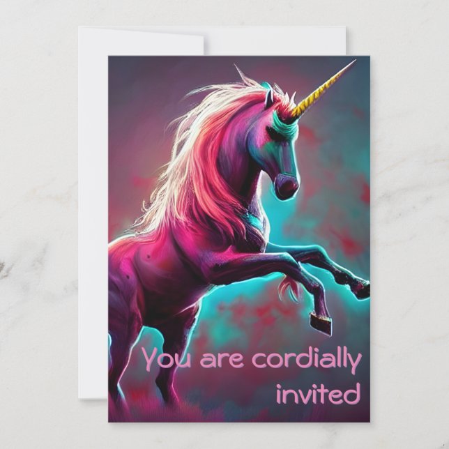Dark Rainbow Gothic Unicorn You are invited Invitation (Front)