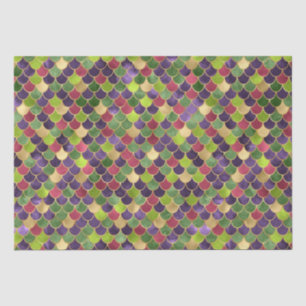 Dark Rainbow Ombre Foil & Gold Mermaid Scales Tissue Paper