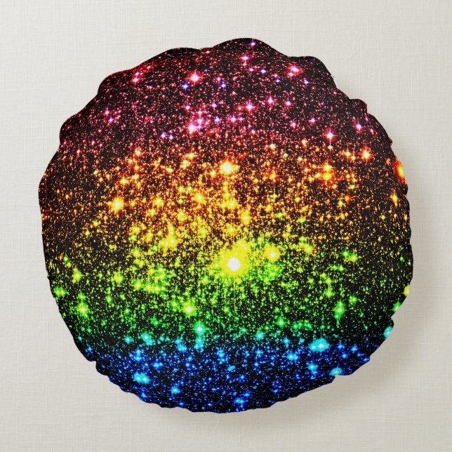 Dark Rainbow Round Pillow (Back)