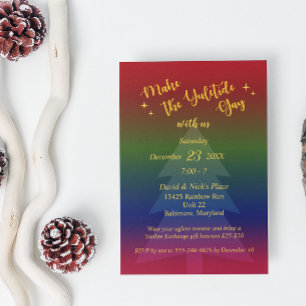 Dark Rainbow Yuletide Holiday Party Invitation