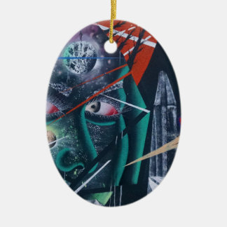 Dark Rave Graffiti Ceramic Tree Decoration