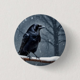 Dark Raven Black Bird 3 Cm Round Badge