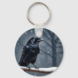 Dark Raven Black Bird Key Ring