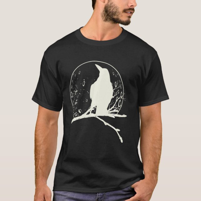 Dark Raven Silhouette Gift design for Crow Raven F T-Shirt (Front)