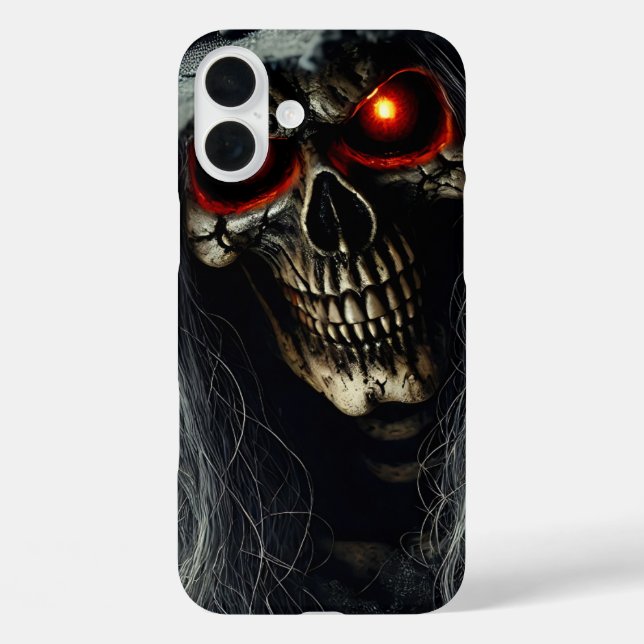 Dark Reaper Skull with Glowing Eyes Phone Case (Back)