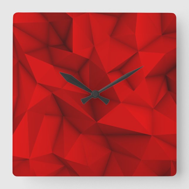 Dark Red Abstract Futuristic Cool Background Graph Square Wall Clock (Front)