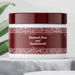 Dark Red Abstract Waterproof Cosmetics Jar Label