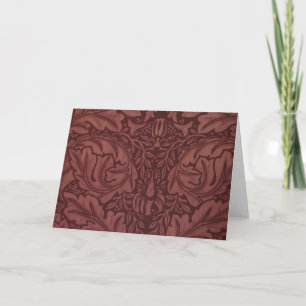 Dark Red Acanthus Leaves (by William Morris) Card