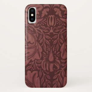 Dark Red Acanthus Leaves (by William Morris) iPhone X Case