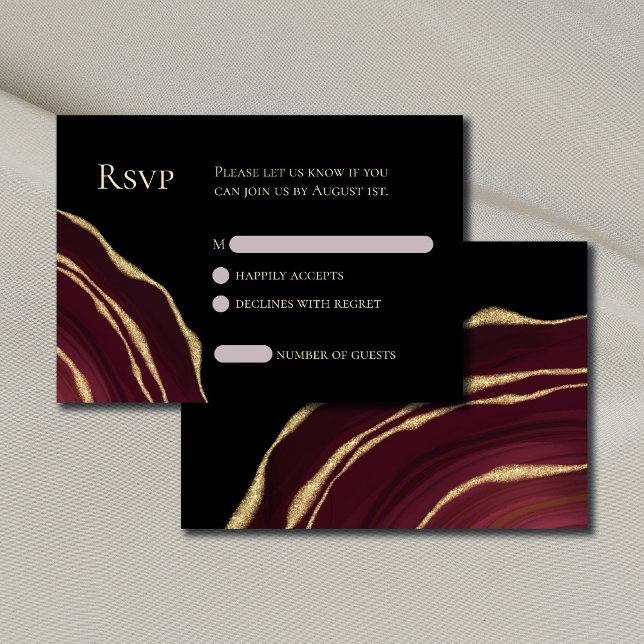 Dark red agate RSVP card (Creator Uploaded)