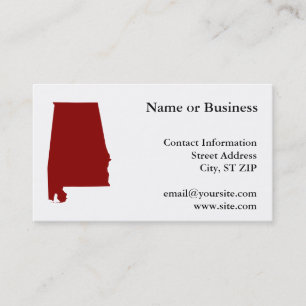 Dark Red Alabama Shape Business Card