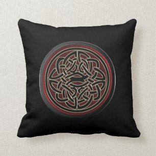 Dark Red and Black Metallic Celtic Knot Cushion