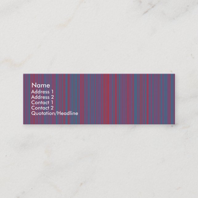 Dark Red and Blue Lines Mini Business Card (Front)