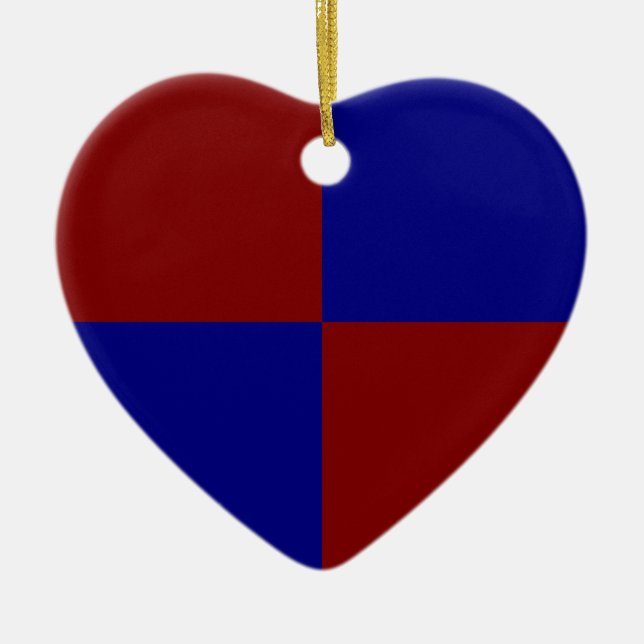 Dark Red and Blue Rectangles Ceramic Ornament (Front)
