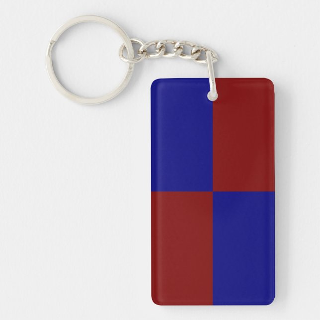 Dark Red and Blue Rectangles Key Ring (Front)