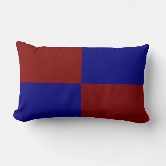 Dark Red and Blue Rectangles Lumbar Cushion (Front)