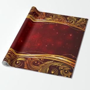 Dark Red and Gold Christmas Wrapping Paper