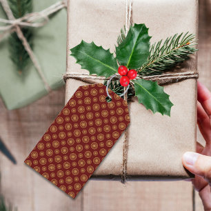 Dark Red And Gold Dots And Circles Gift Tags