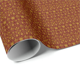 Dark Red and Gold Filigree Pattern  Wrapping Paper
