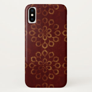 Dark Red and Gold Flower Pattern iPhone X Case