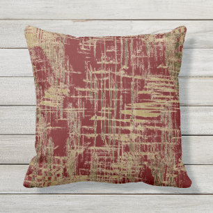 Dark Red and Gold Modern Art Outdoor Cushion
