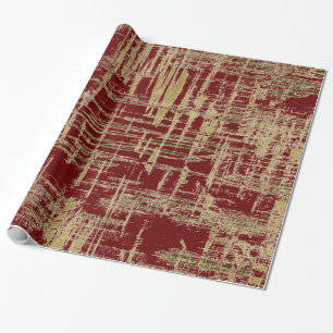 Dark Red and Gold Modern Art Wrapping Paper