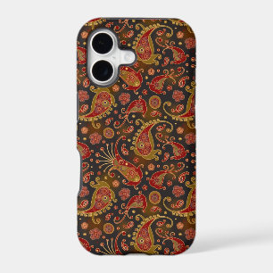 Dark Red and Gold Paisley Pattern