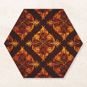 Dark Red and Gold Paper Coaster