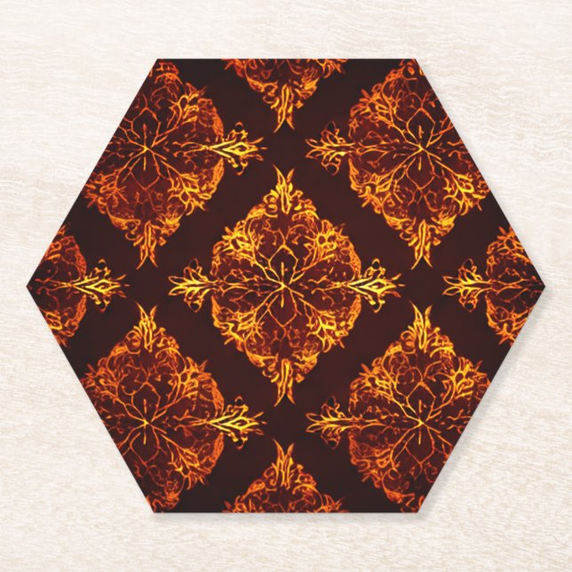 Dark Red and Gold Paper Coaster (Front)