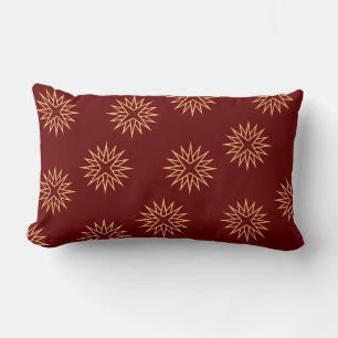 Dark Red and Gold Star Lumbar Cushion