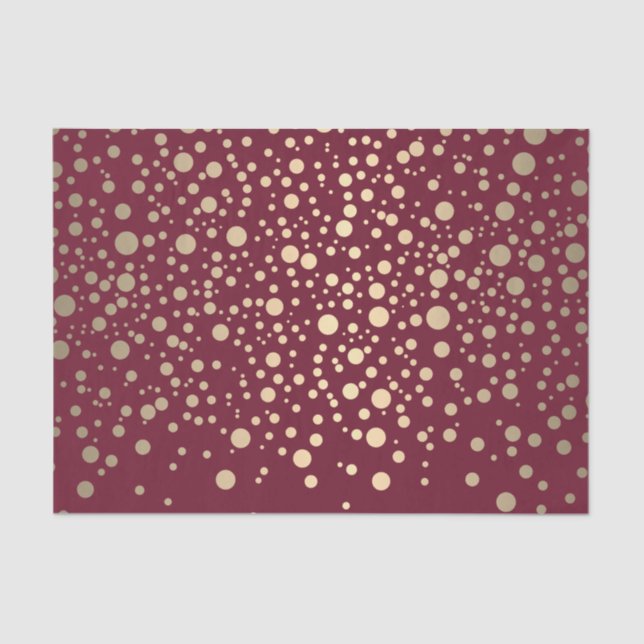 Dark Red and Metallic Gold Confetti Tissue Paper (Front)
