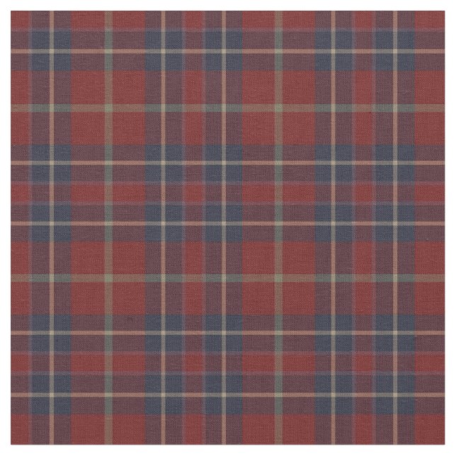Dark Red and Navy Blue Rustic Plaid Fabric (Close Up)