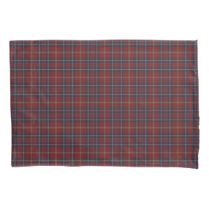 Dark Red and Navy Blue Rustic Plaid Pillowcase