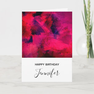 Dark Red and Purple Bold Modern Abstract Birthday Card