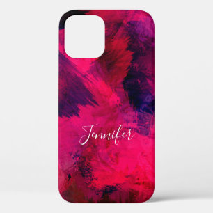 Dark Red and Purple Bold & Modern Abstract iPhone 12 Case