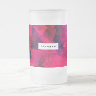 Dark Red and Purple Bold & Modern Abstract Frosted Glass Beer Mug