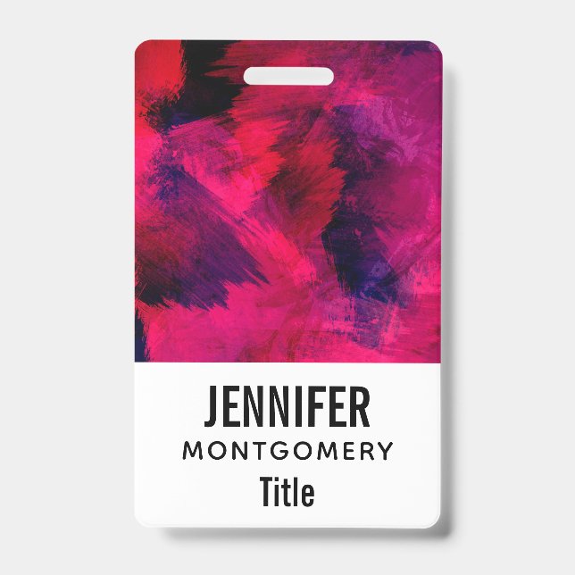 Dark Red and Purple Bold & Modern Abstract ID Badge (Front)