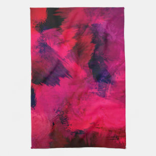 Dark Red and Purple Bold & Modern Abstract Tea Towel