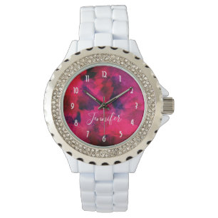 Dark Red and Purple Bold & Modern Abstract Watch