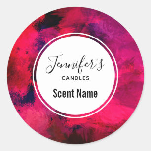Dark Red and Purple Modern Abstract Candle Classic Round Sticker