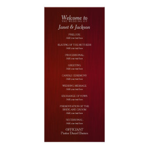 Dark Red and Silver Confetti Dot - Wedding Program Rack Card
