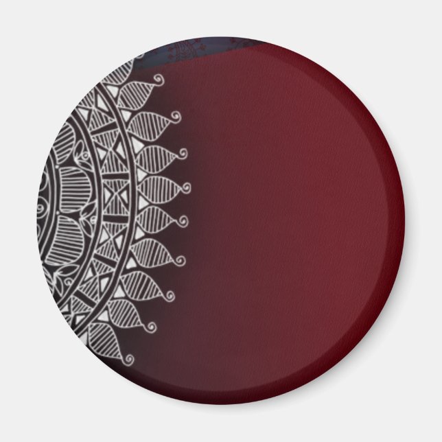 Dark red and silver design magnet (Front)