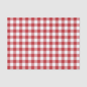 Dark Red and White Check Plaid Tissue Paper