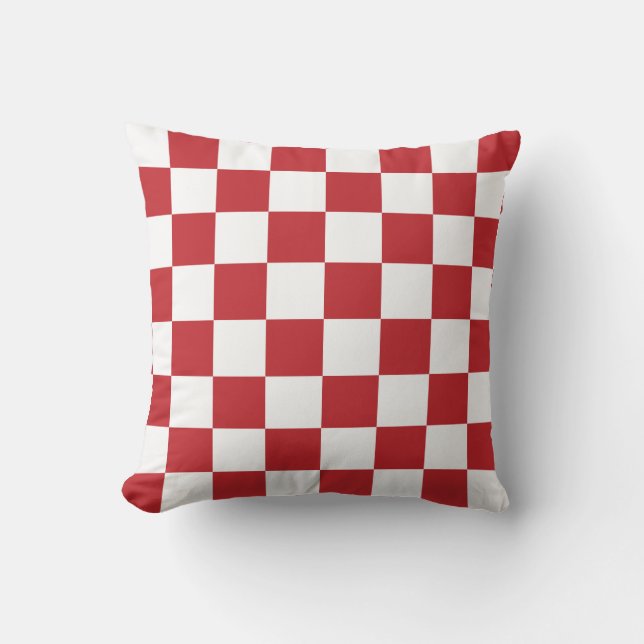 Dark Red and White Checks Cushion (Front)