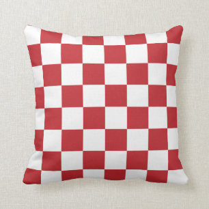 Dark Red and White Checks Cushion