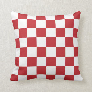 Dark Red and White Checks Cushion